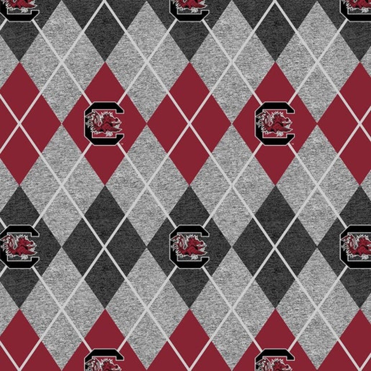 Licensed NCAA South Carolina Gamecocks Argyle Fleece SC-1148 Fabric by the Yard